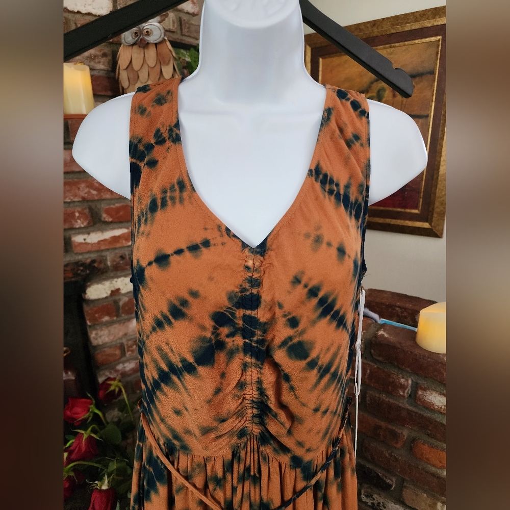 NWT Young Fabulous & Broke Tie Dye Maxi Dress Brown Black Boho - Picture 3 of 12
